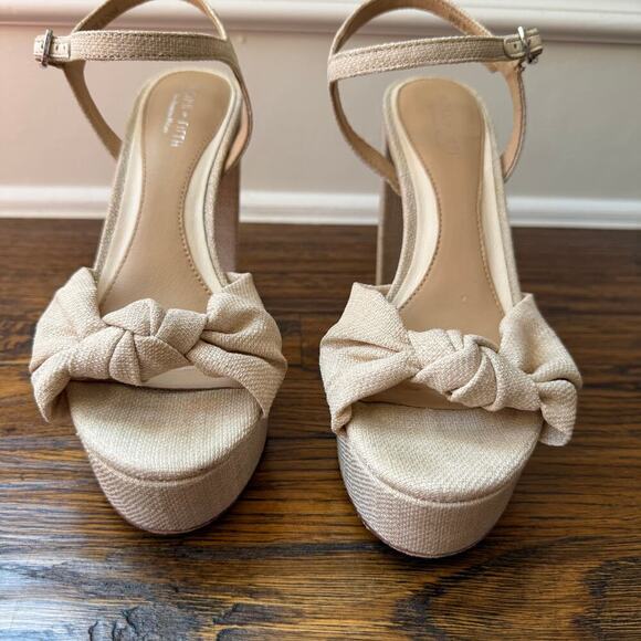 Antonio Melani Born on 5th Laurie Linen Knotted Ankle Strap Platform Sandals 7.5 - Picture 2 of 5